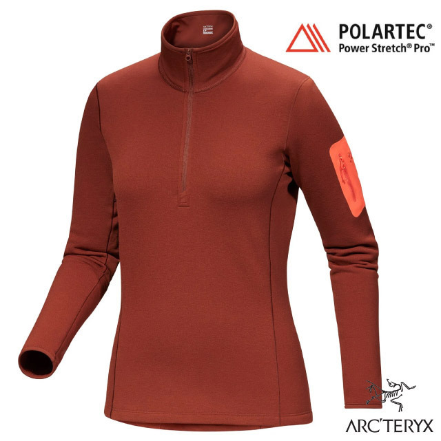 【ARCTERYX 始祖鳥】女 Kyanite 保暖透氣拉鍊半開襟立領衫/X000009065 紅衫紅/太陽橘✿30E010